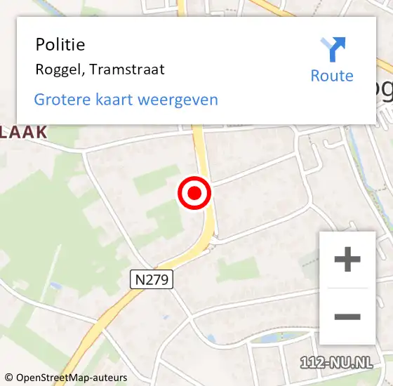 Locatie op kaart van de 112 melding: Politie Roggel, Tramstraat op 4 juni 2022 11:12