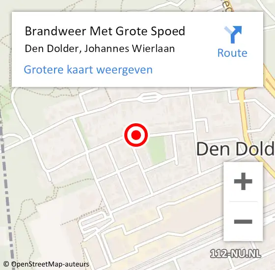 Locatie op kaart van de 112 melding: Brandweer Met Grote Spoed Naar Den Dolder, Johannes Wierlaan op 4 juni 2022 11:17