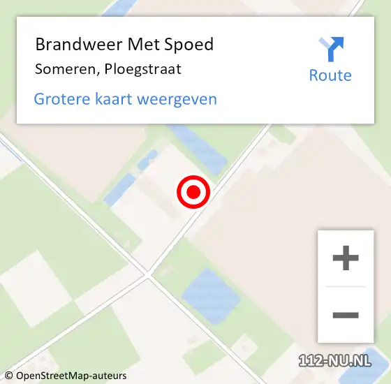 Locatie op kaart van de 112 melding: Brandweer Met Spoed Naar Someren, Ploegstraat op 4 juni 2022 11:20