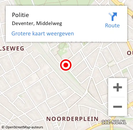 Locatie op kaart van de 112 melding: Politie Deventer, Middelweg op 4 juni 2022 11:21