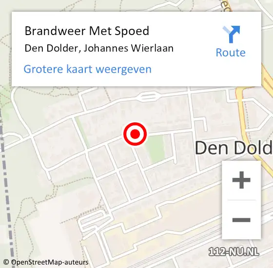 Locatie op kaart van de 112 melding: Brandweer Met Spoed Naar Den Dolder, Johannes Wierlaan op 4 juni 2022 11:24