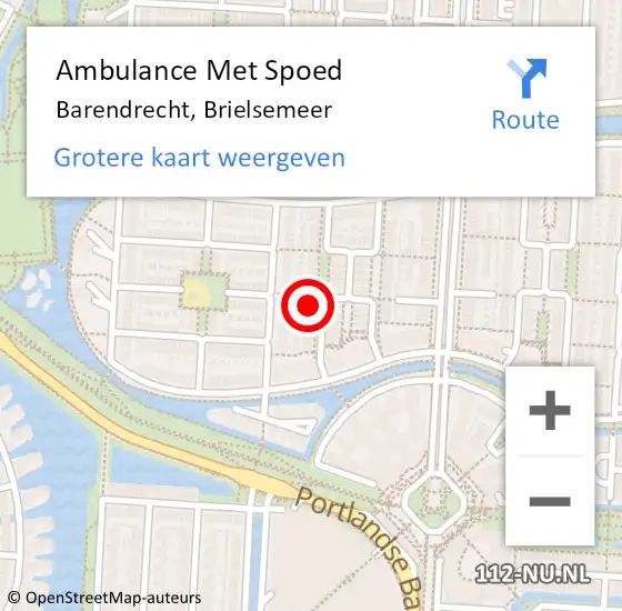 Locatie op kaart van de 112 melding: Ambulance Met Spoed Naar Barendrecht, Brielsemeer op 4 juni 2022 11:24