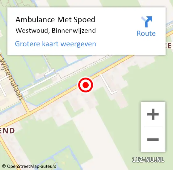 Locatie op kaart van de 112 melding: Ambulance Met Spoed Naar Westwoud, Binnenwijzend op 4 juni 2022 11:28