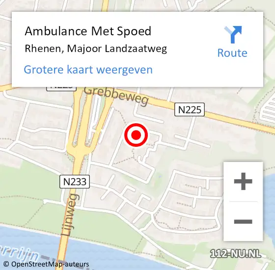 Locatie op kaart van de 112 melding: Ambulance Met Spoed Naar Rhenen, Majoor Landzaatweg op 4 juni 2022 11:37