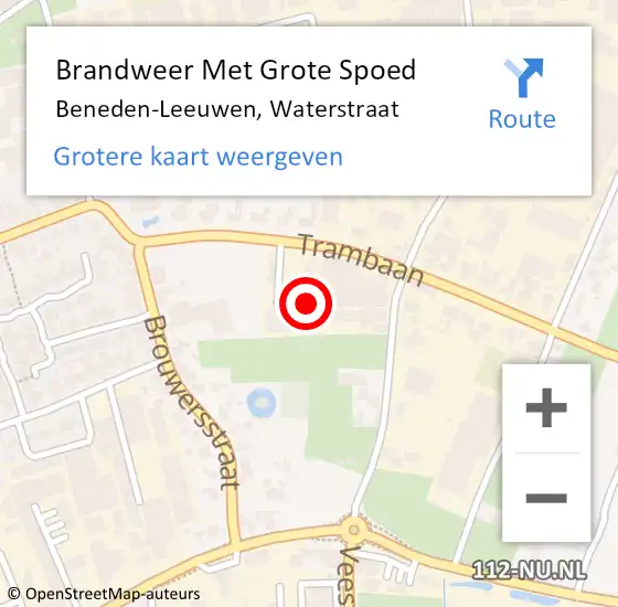 Locatie op kaart van de 112 melding: Brandweer Met Grote Spoed Naar Beneden-Leeuwen, Waterstraat op 4 juni 2022 11:44