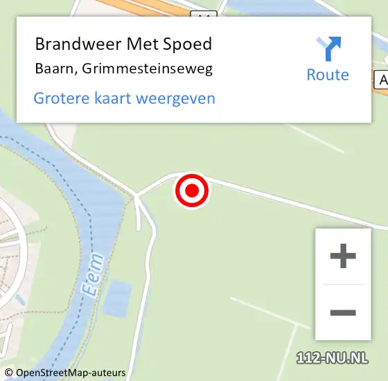 Locatie op kaart van de 112 melding: Brandweer Met Spoed Naar Baarn, Grimmesteinseweg op 4 juni 2022 11:57