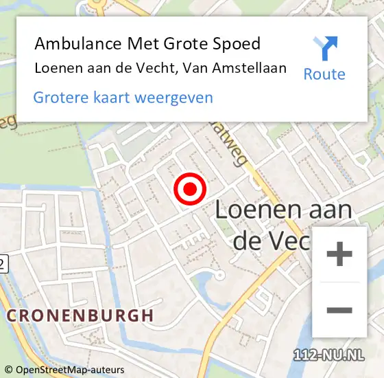 Locatie op kaart van de 112 melding: Ambulance Met Grote Spoed Naar Loenen aan de Vecht, Van Amstellaan op 19 juli 2014 08:42