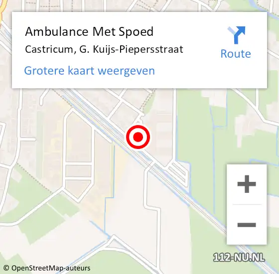 Locatie op kaart van de 112 melding: Ambulance Met Spoed Naar Castricum, G. Kuijs-Piepersstraat op 4 juni 2022 12:04