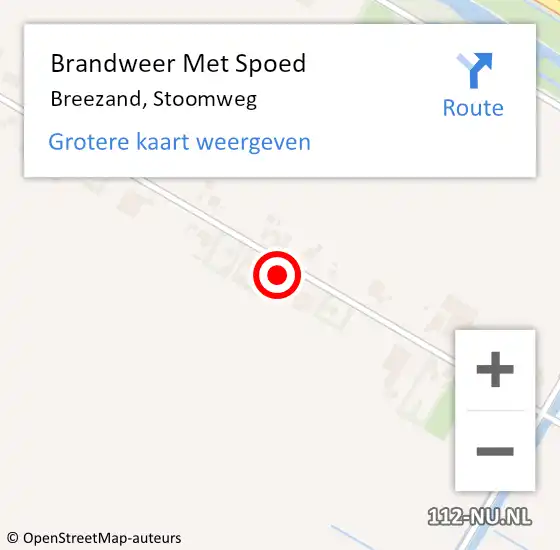 Locatie op kaart van de 112 melding: Brandweer Met Spoed Naar Breezand, Stoomweg op 4 juni 2022 12:07