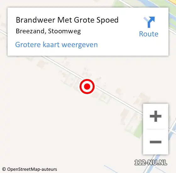 Locatie op kaart van de 112 melding: Brandweer Met Grote Spoed Naar Breezand, Stoomweg op 4 juni 2022 12:09