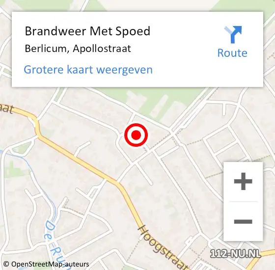 Locatie op kaart van de 112 melding: Brandweer Met Spoed Naar Berlicum, Apollostraat op 4 juni 2022 12:28