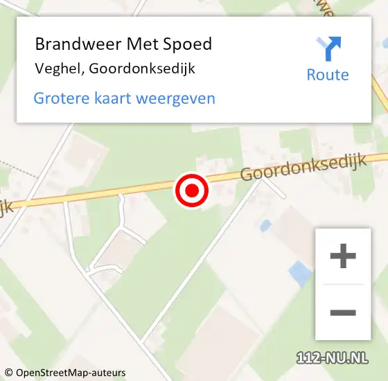 Locatie op kaart van de 112 melding: Brandweer Met Spoed Naar Veghel, Goordonksedijk op 4 juni 2022 12:34