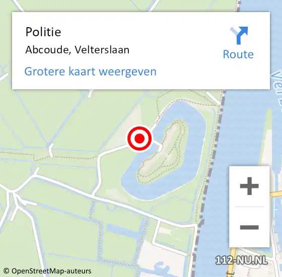 Locatie op kaart van de 112 melding: Politie Abcoude, Velterslaan op 4 juni 2022 12:55