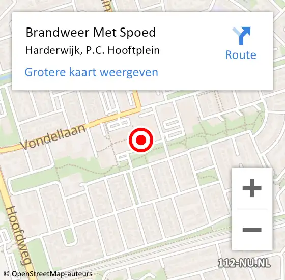 Locatie op kaart van de 112 melding: Brandweer Met Spoed Naar Harderwijk, P.C. Hooftplein op 4 juni 2022 12:57
