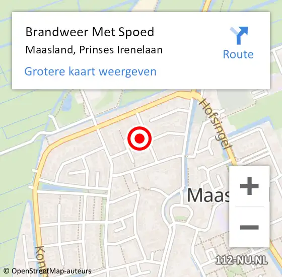 Locatie op kaart van de 112 melding: Brandweer Met Spoed Naar Maasland, Prinses Irenelaan op 4 juni 2022 13:02