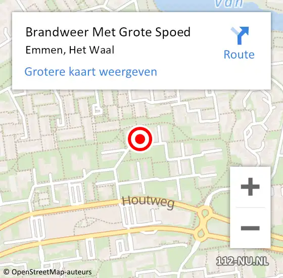 Locatie op kaart van de 112 melding: Brandweer Met Grote Spoed Naar Emmen, Het Waal op 4 juni 2022 13:21