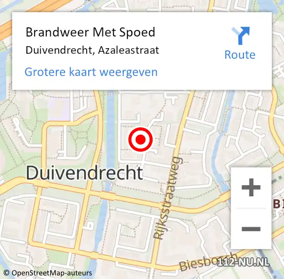 Locatie op kaart van de 112 melding: Brandweer Met Spoed Naar Duivendrecht, Azaleastraat op 4 juni 2022 13:36