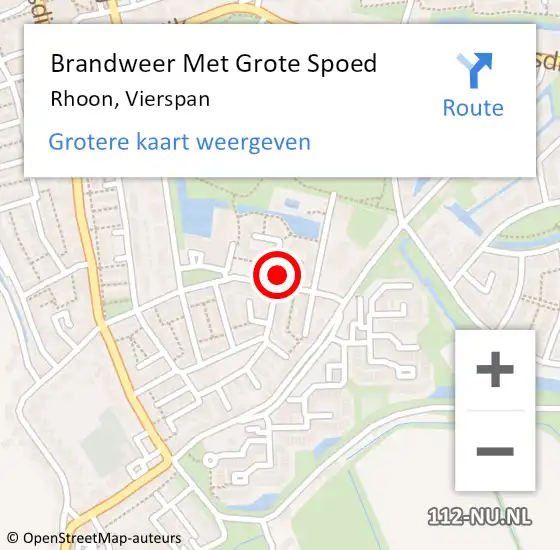 Locatie op kaart van de 112 melding: Brandweer Met Grote Spoed Naar Rhoon, Vierspan op 4 juni 2022 13:39