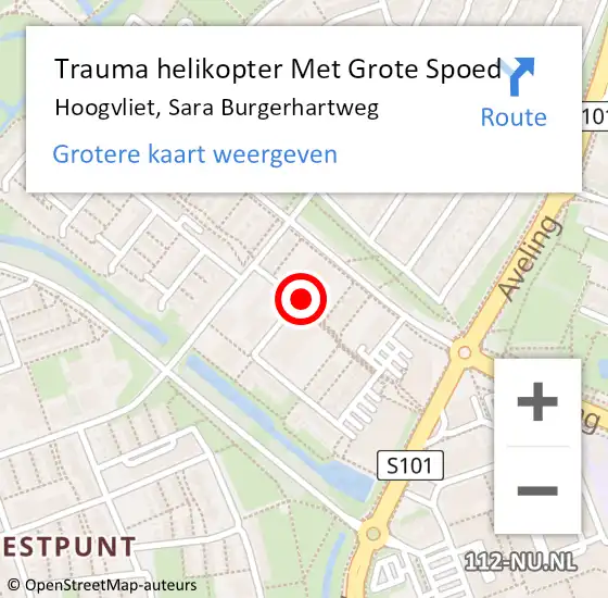 Locatie op kaart van de 112 melding: Trauma helikopter Met Grote Spoed Naar Hoogvliet, Sara Burgerhartweg op 4 juni 2022 13:45