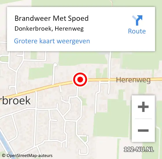 Locatie op kaart van de 112 melding: Brandweer Met Spoed Naar Donkerbroek, Herenweg op 4 juni 2022 13:50