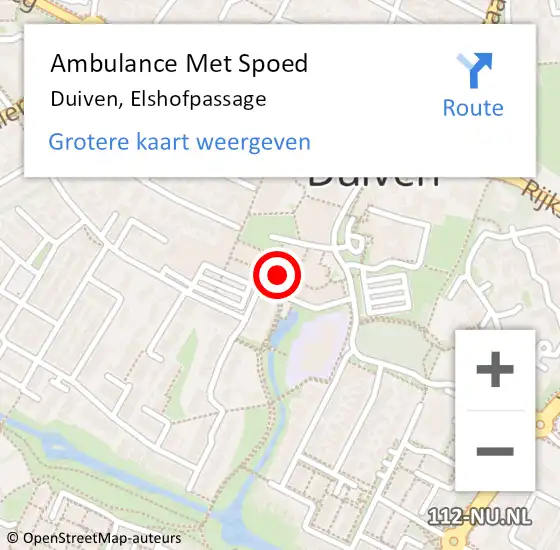 Locatie op kaart van de 112 melding: Ambulance Met Spoed Naar Duiven, Elshofpassage op 4 juni 2022 13:51