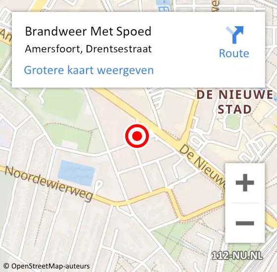 Locatie op kaart van de 112 melding: Brandweer Met Spoed Naar Amersfoort, Drentsestraat op 4 juni 2022 13:54