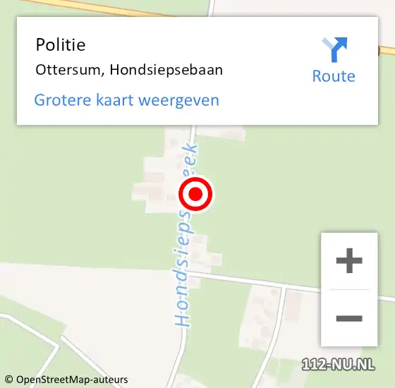 Locatie op kaart van de 112 melding: Politie Ottersum, Hondsiepsebaan op 4 juni 2022 14:02