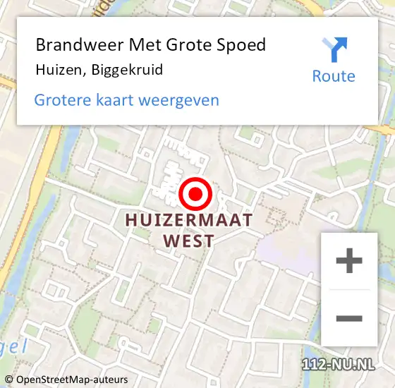 Locatie op kaart van de 112 melding: Brandweer Met Grote Spoed Naar Huizen, Biggekruid op 4 juni 2022 14:12