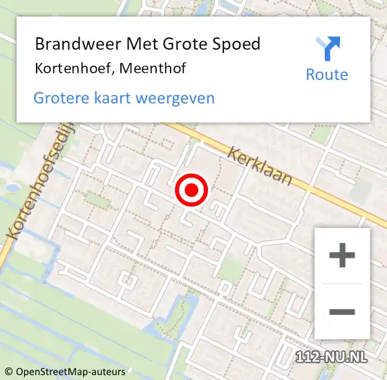 Locatie op kaart van de 112 melding: Brandweer Met Grote Spoed Naar Kortenhoef, Meenthof op 4 juni 2022 14:21