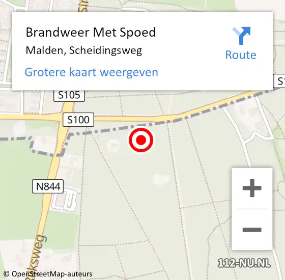 Locatie op kaart van de 112 melding: Brandweer Met Spoed Naar Malden, Scheidingsweg op 4 juni 2022 14:35