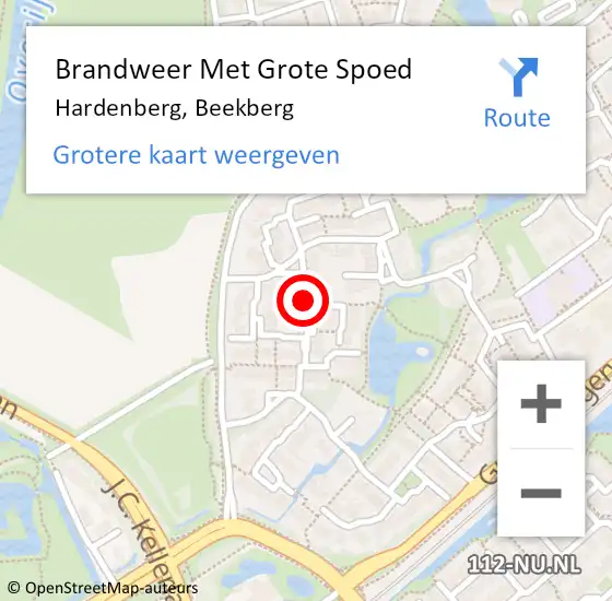 Locatie op kaart van de 112 melding: Brandweer Met Grote Spoed Naar Hardenberg, Beekberg op 4 juni 2022 14:45