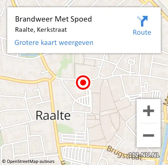 Locatie op kaart van de 112 melding: Brandweer Met Spoed Naar Raalte, Kerkstraat op 4 juni 2022 14:49