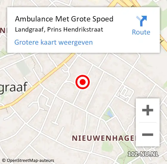 Locatie op kaart van de 112 melding: Ambulance Met Grote Spoed Naar Landgraaf, Prins Hendrikstraat op 19 juli 2014 09:09