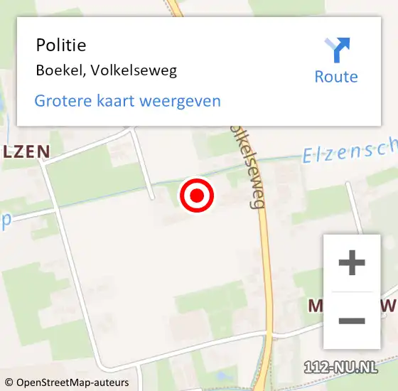 Locatie op kaart van de 112 melding: Politie Boekel, Volkelseweg op 4 juni 2022 15:11