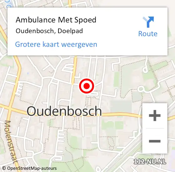 Locatie op kaart van de 112 melding: Ambulance Met Spoed Naar Oudenbosch, Doelpad op 19 juli 2014 09:11