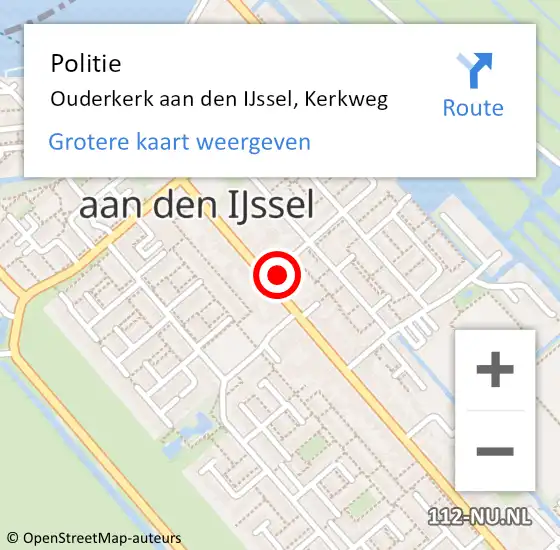 Locatie op kaart van de 112 melding: Politie Ouderkerk aan den IJssel, Kerkweg op 4 juni 2022 15:20