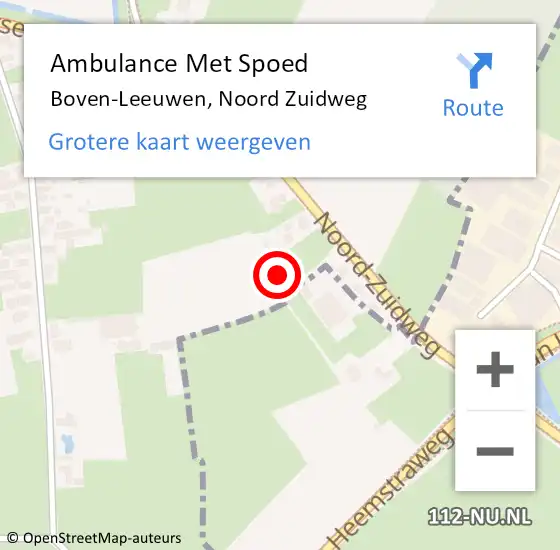 Locatie op kaart van de 112 melding: Ambulance Met Spoed Naar Boven-Leeuwen, Noord Zuidweg op 4 juni 2022 15:29