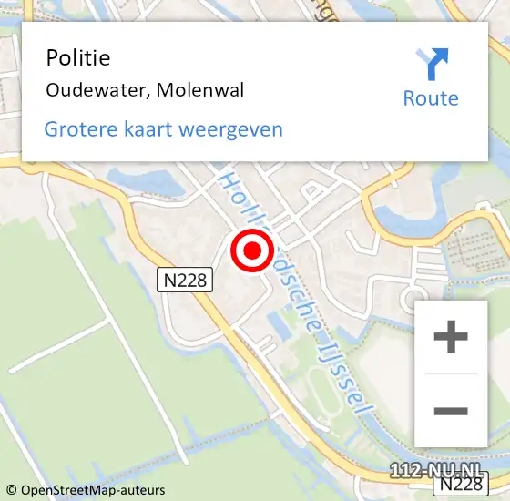 Locatie op kaart van de 112 melding: Politie Oudewater, Molenwal op 4 juni 2022 15:35