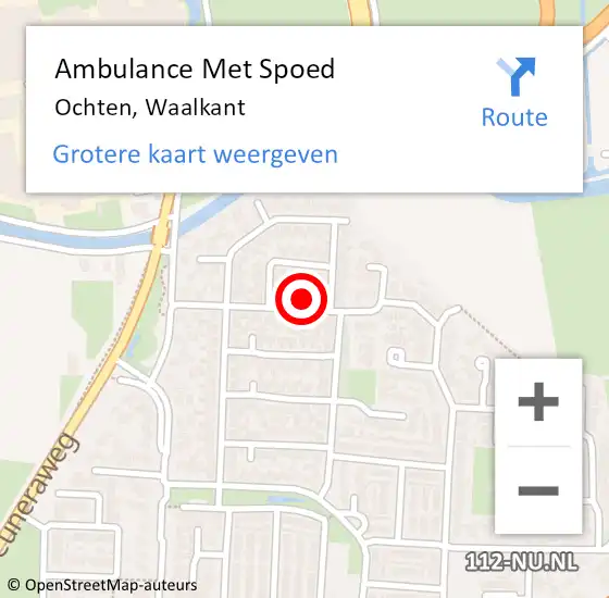 Locatie op kaart van de 112 melding: Ambulance Met Spoed Naar Ochten, Waalkant op 4 juni 2022 15:38