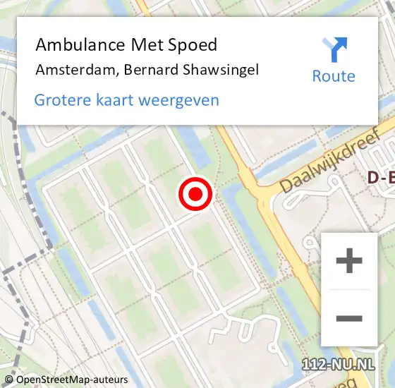 Locatie op kaart van de 112 melding: Ambulance Met Spoed Naar Amsterdam-Zuidoost, Bernard Shawsingel op 4 juni 2022 15:55