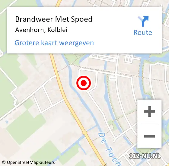Locatie op kaart van de 112 melding: Brandweer Met Spoed Naar Avenhorn, Kolblei op 4 juni 2022 16:05