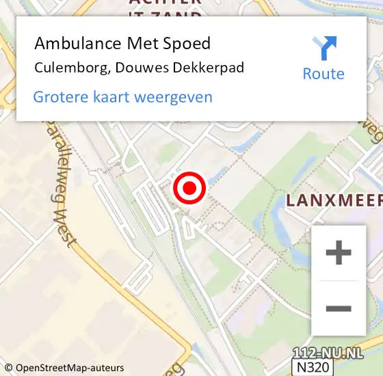 Locatie op kaart van de 112 melding: Ambulance Met Spoed Naar Culemborg, Douwes Dekkerpad op 4 juni 2022 16:16