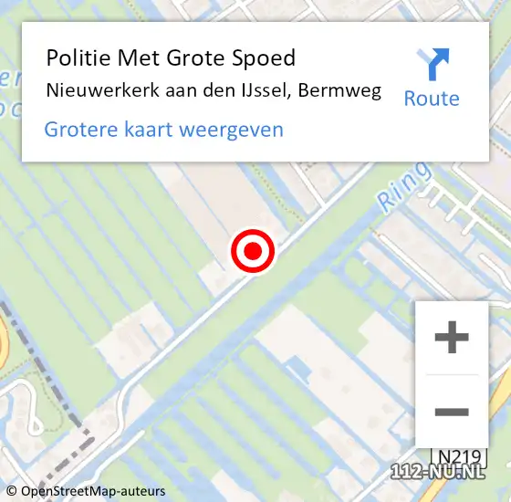 Locatie op kaart van de 112 melding: Politie Met Grote Spoed Naar Nieuwerkerk aan den IJssel, Bermweg op 4 juni 2022 16:16