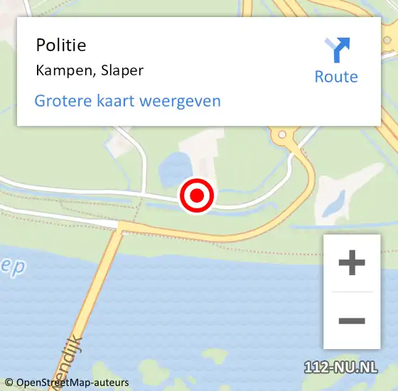 Locatie op kaart van de 112 melding: Politie Kampen, Slaper op 4 juni 2022 16:21