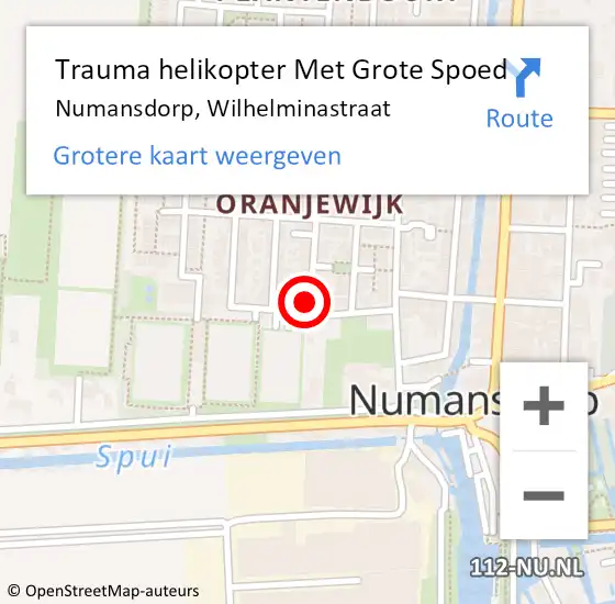 Locatie op kaart van de 112 melding: Trauma helikopter Met Grote Spoed Naar Numansdorp, Wilhelminastraat op 4 juni 2022 16:24