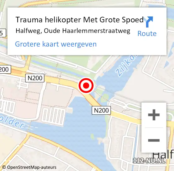 Locatie op kaart van de 112 melding: Trauma helikopter Met Grote Spoed Naar Halfweg, Oude Haarlemmerstraatweg op 4 juni 2022 16:48