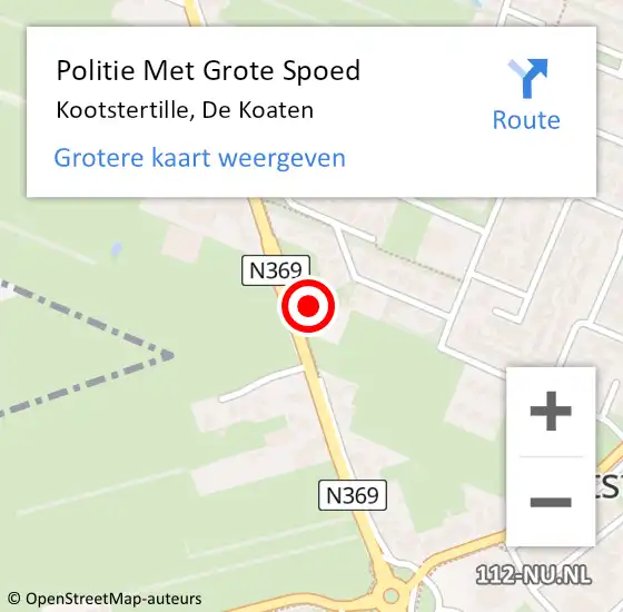 Locatie op kaart van de 112 melding: Politie Met Grote Spoed Naar Kootstertille, De Koaten op 4 juni 2022 16:52