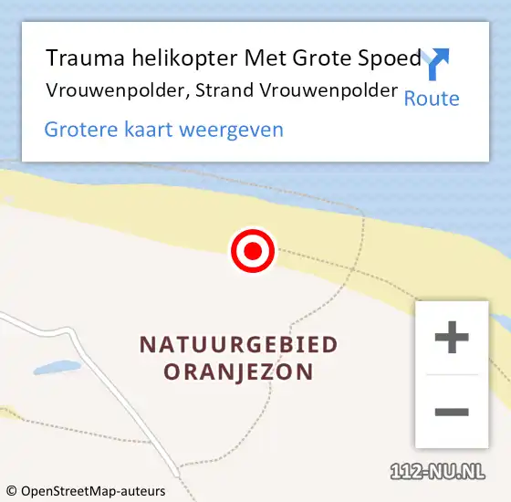 Locatie op kaart van de 112 melding: Trauma helikopter Met Grote Spoed Naar Vrouwenpolder, Strand Vrouwenpolder op 4 juni 2022 17:14