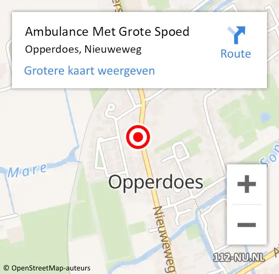 Locatie op kaart van de 112 melding: Ambulance Met Grote Spoed Naar Opperdoes, Nieuweweg op 4 juni 2022 17:21