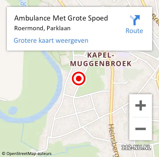 Locatie op kaart van de 112 melding: Ambulance Met Grote Spoed Naar Roermond, Parklaan op 4 juni 2022 17:24